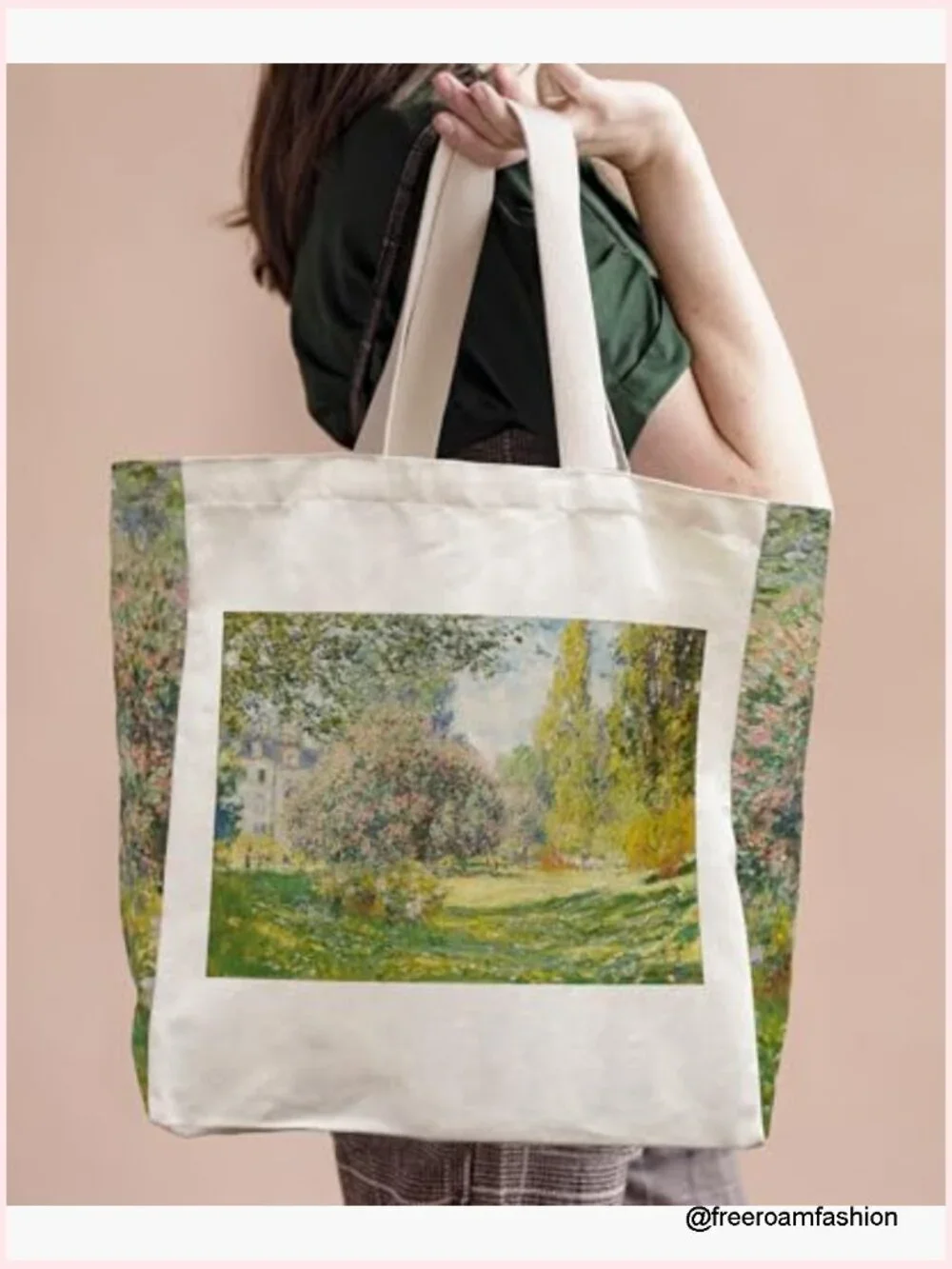 Large Canvas Tote Bag Reusable Grocery Shopping Shoulder Bag